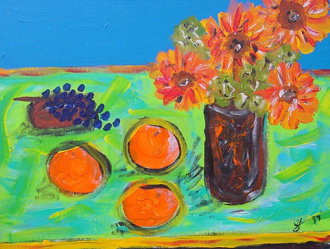 Diego Jacobson, Oranges I, 1999
Acrylic on Canvas, 14 x 16 in. (35.6 x 40.6 cm)
0066